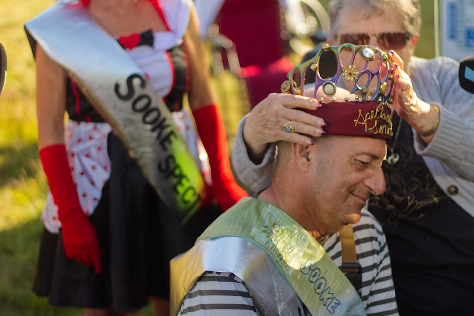 Koshin Moonfist is crowned by Carol Pinalski as Sooke's Spectacular Senior.