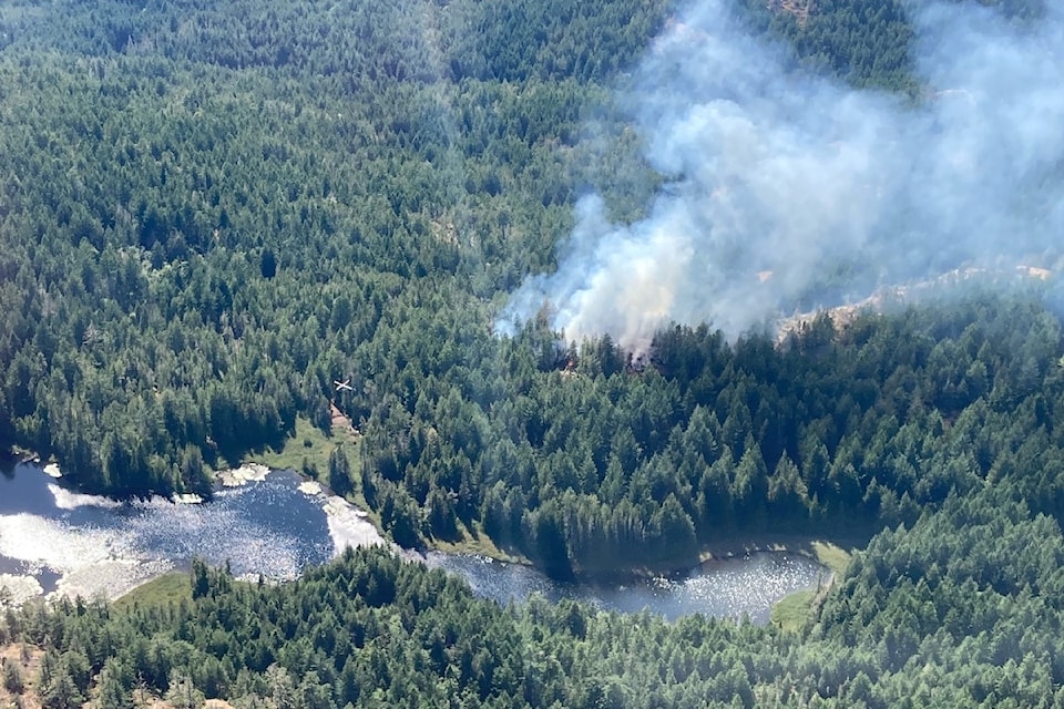 Aerial shot of the Grass Lake wildfire, in the Sea to Sea Regional Park north of Sooke, taken July 14.