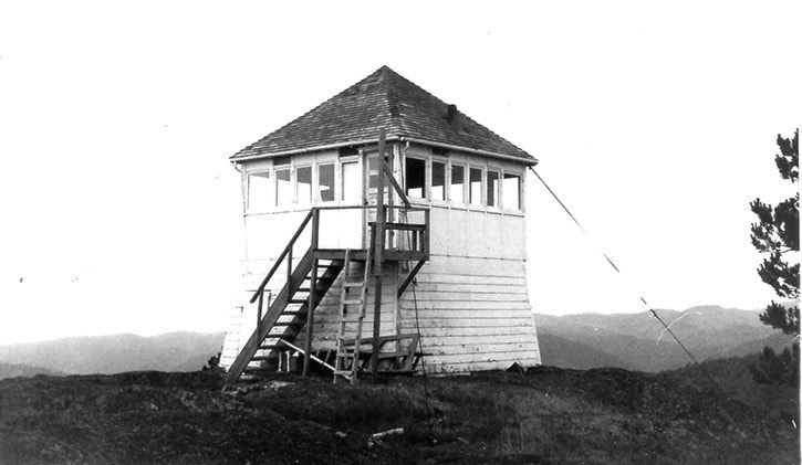 fire lookout on Mt Empress, 1974.