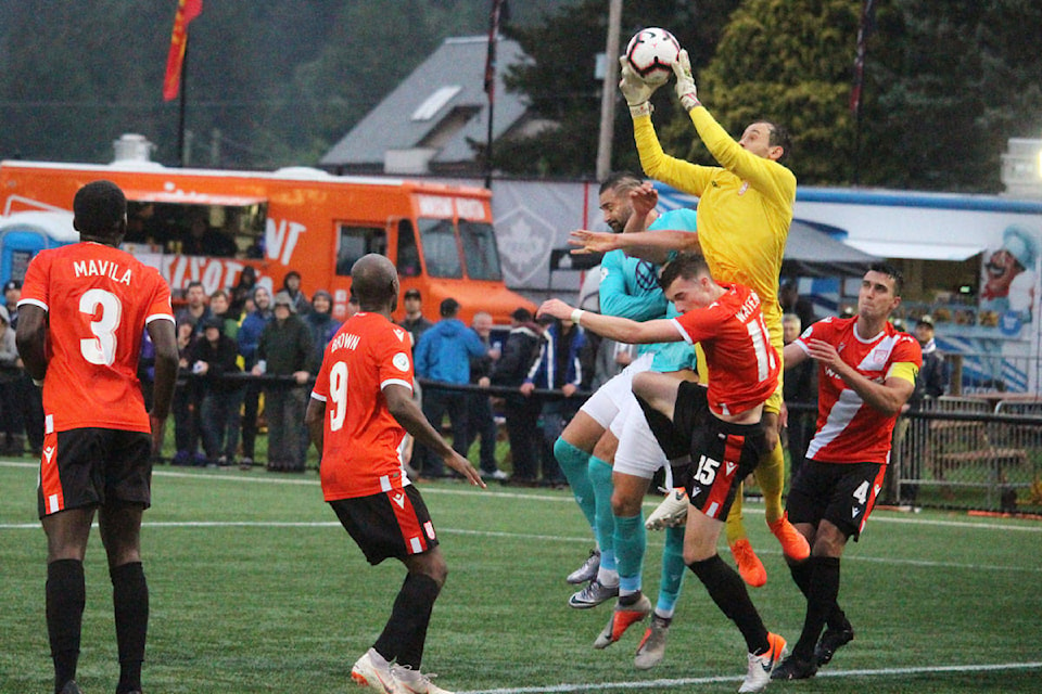 Calgary’s Cavalry FC defeated Pacific FC 2-0 Wednesday night at Westhills Stadium. The teams will face off again on May 22 as part of the Canadian Championship. (Shalu Mehta/News Staff)