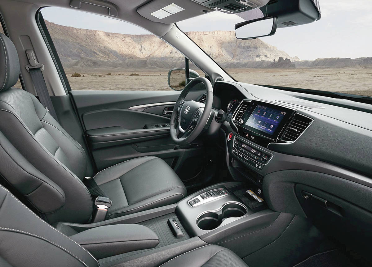 For the 2021 model year, the Ridgeline is mostly carryover with some updates to the infotainment system. Leather seating is optional. PHOTO: HONDA