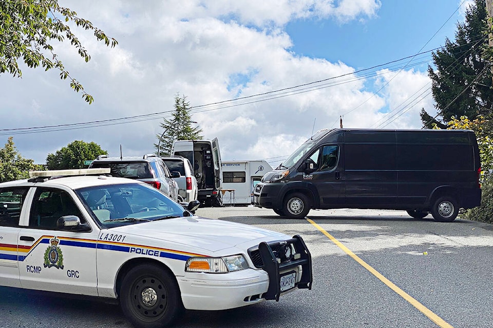 IHIT investigators were on scene at the home of missing Langley woman Naomi Onotera. (Joti Grewal/Langley Advance Times)