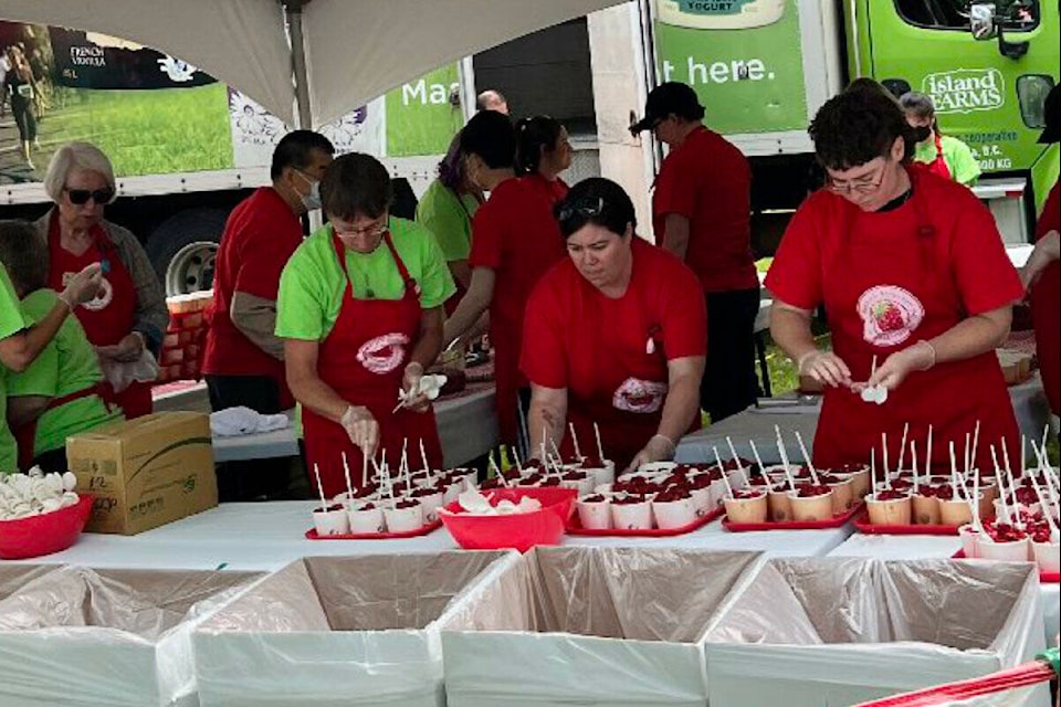 Crews served up 4,000 individual servings of ice cream and strawberries during Saanich’s Strawberry Festival held Sunday at Beaver Lake. (Courtesy Ivy Liu)