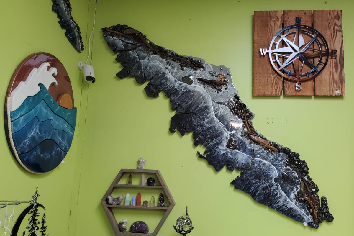 Youll find art throughout the community of Sooke, including at galleries like the Barking Dog, in downtown Sooke.