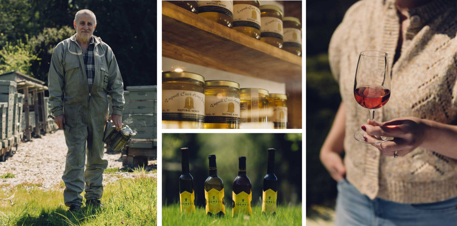 At Tugwell Creek Honey Farm and Meadery, beekeeper and mead-maker Bob Liptrop produces a variety of handcrafted meads from fruits grown on the farm and from their own Wildflower Honey, the product of their bees foraging excursions to local hills. Photos courtesy Sooke Tourism Association