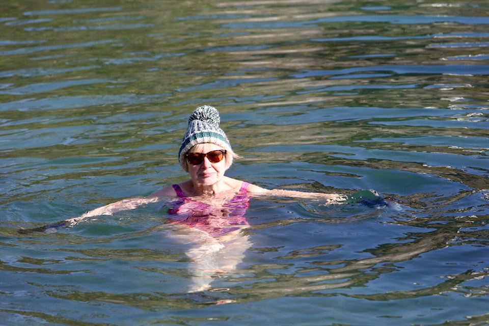 Gery Lemon has made a daily habit of taking a quick dip in the cold Pacific Ocean, and a growing number of people have started joining her for the physical and mental benefits she has enjoyed. (Justin Samanski-Langille/News Staff)