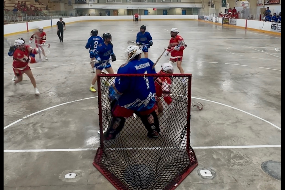 Sooke resident Maren McKeown steps into goal with Team BC at the 2025 Box Lacrosse Nationals.