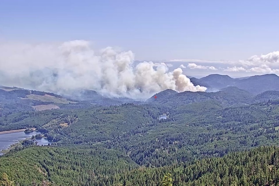 The wildfire burning in Sooke Potholes Regional Park was discovered on July 22.