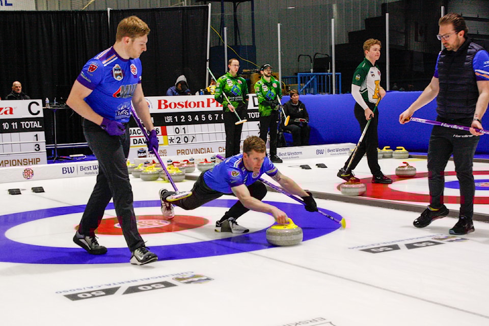 Team Van Amsterdam slides out of the hack in the B final of the Boston Pizza Cup.