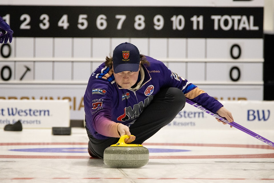 Evan Van Amsterdam is deep in concentration as he throws during the second end of the semi-finals.