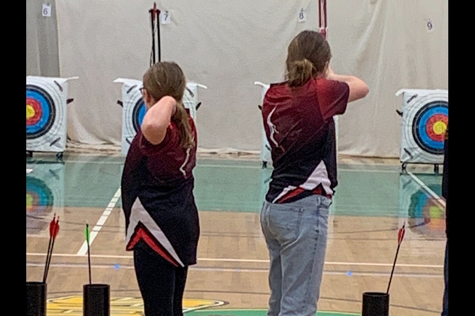 A pair of Castor archers on the shooting line at the Stettler Winter Tournament.