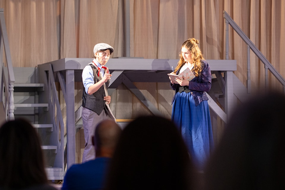 Jack Kelly (played by Hayden Breitmeier) gets some help from Katherine Plumber (played by Indy Fowler).