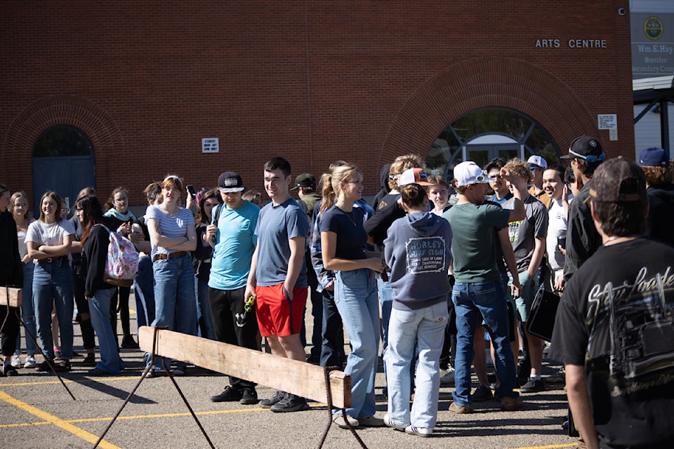 The Wm. E Hay grads wait for the mock accident to start.