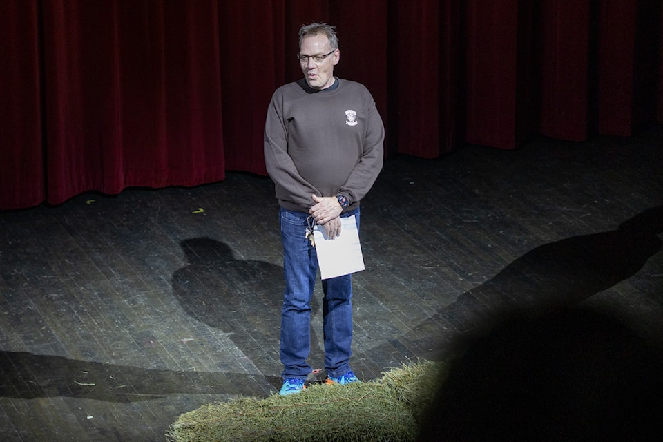 Director Darren Fleischhacker welcomes a nearly sold-out audience to Country Fair: A Country Hits Musical.