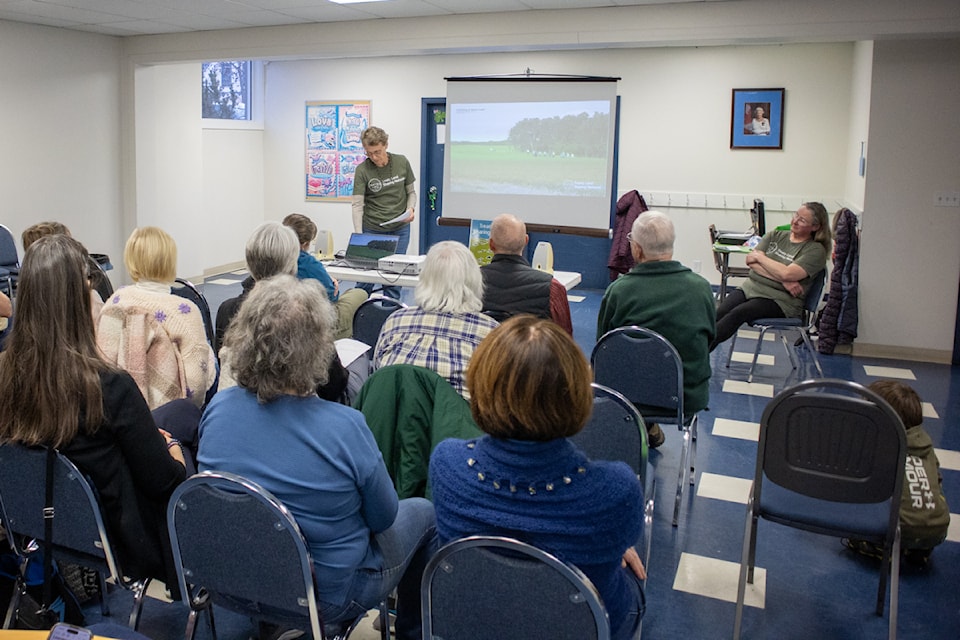 Brenda Bohmer (front left) of the TLSN prepares to present to the Buffalo Lake Nature Club on March 20.
