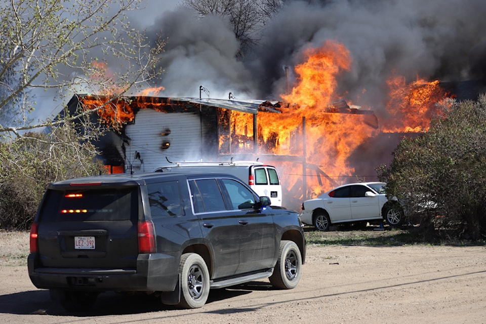 RCMP and Stettler Regional Fire Department are on scene at a house fire on 48 Street in Stettler.
