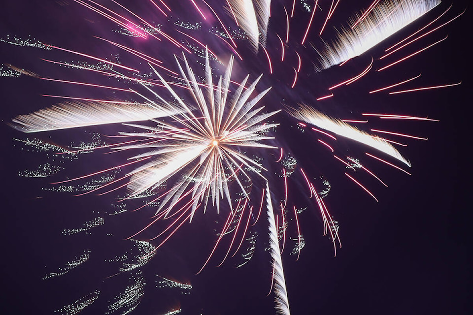 Fireworks lit up the sky after the Halkirk Elks Bullarama. (Kevin Sabo/Castor Advance)