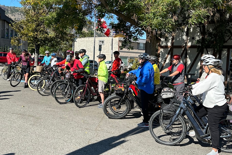 Cyclists prepare for a Sunday ride along Garnet Valley Road on Sept. 29. The Summerland on Two Wheels event was organized to raise awareness about the effects of a proposed gravel pit on Garnet Valley Road.  (John Arendt/Summerland Review)