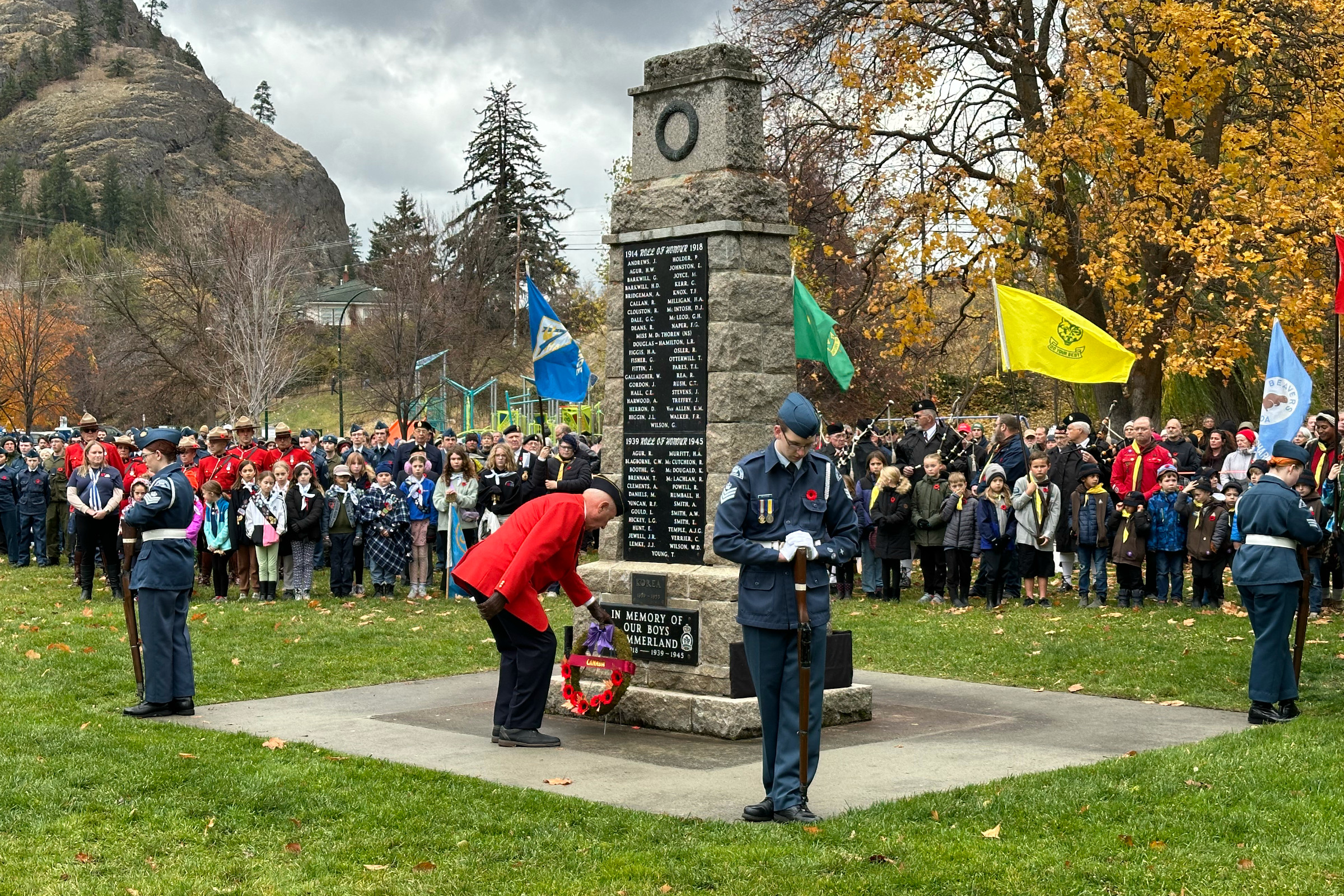 Orv Robson placed the first wreath, on behalf of the government of Canada. (John Arendt/Summerland Review)
