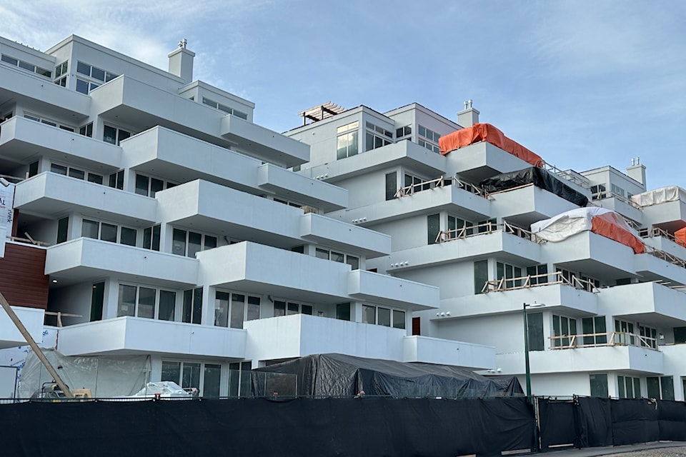 Construction work is continuing on the Oasis development in Summerland. The building permit for this Lakeshore Drive development was issued in August 2021 and had a construction value of $23,582,000. It is the highest dollar value building permit ever issued in Summerland. (John Arendt/Summerland Review)