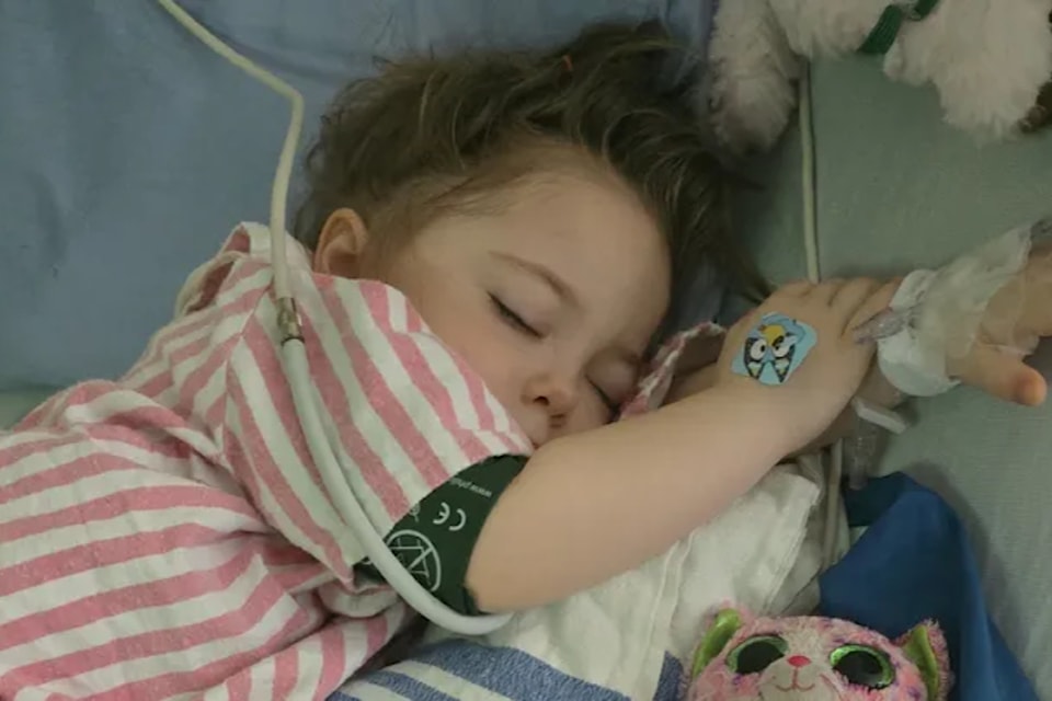 Four-year-old Xena Vissani is in hospital in Vancouver, receiving treatment for leukemia. (GoFundMe photo)  