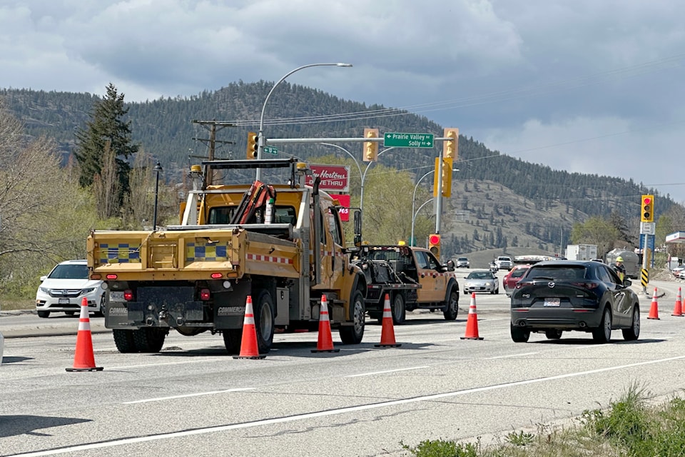 Crews have been working on Highway 97 in Summerland on electrical maintenance. The work affects a 6.3-kilometre section of the highway from Johnson Street to Jones Flat Road, for 6.3 kilometres. Lane closures in both directions are in effect from 8 a.m. to 3:30 p.m. on weekdays. The work is expected to continue until May 2.