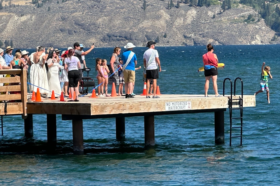 Participants jumped off the Summerland Pier during a fundraising event on Aug. 23. The event was held to raise funds for the Summerland Food Bank and Resource Centre.