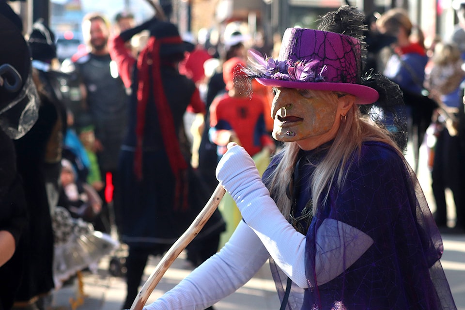 TKH Dancers wowed mobs of trick or treaters Thursday as they performed the Witches Dance, a tribute to female power, during the Downtown Vernon Treat Trail. (Jennifer Smith - Morning Star)