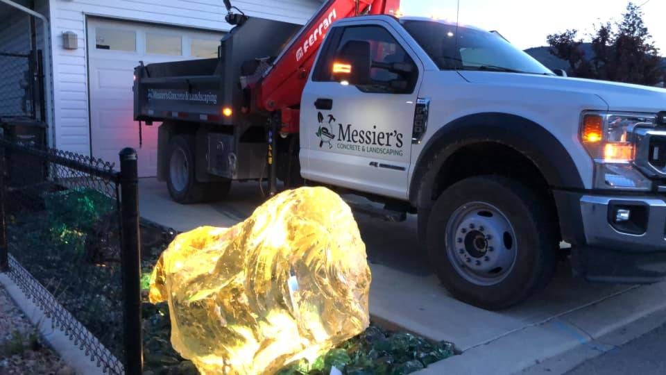 Brandon Messier of Messier’s Concrete and Landscaping has added some unique, glowing features to his front yard at 28 Huth Ave. (Submitted)