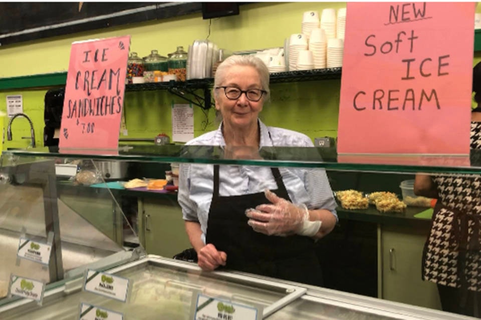 Sharon Brown is behind the counter, serving lunch and cones one day after she was beaten and robbed.