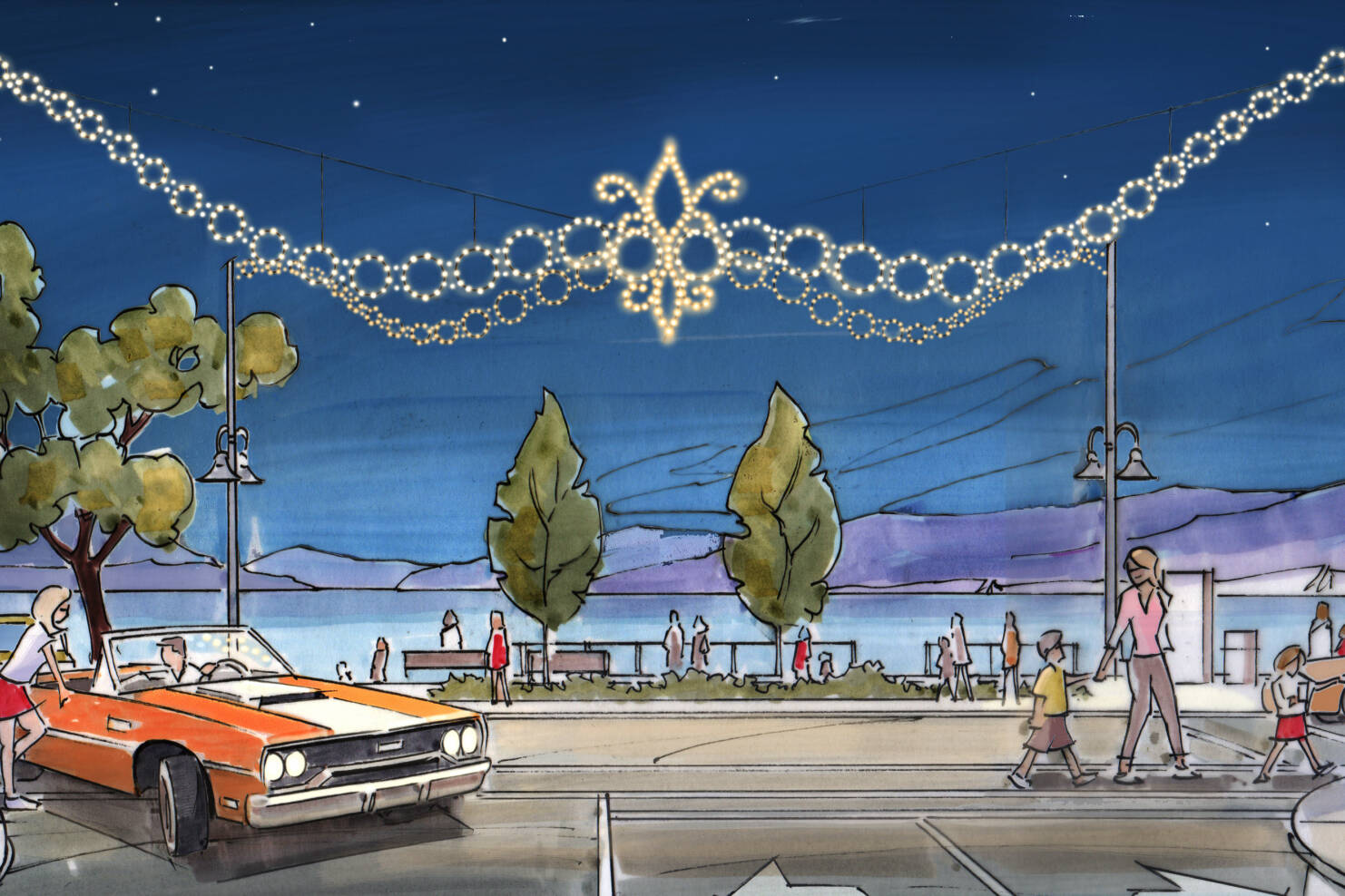 This is a rendering of what the new lighted scrolls will look like at Power and Lakeshore Drive. (Submitted)
