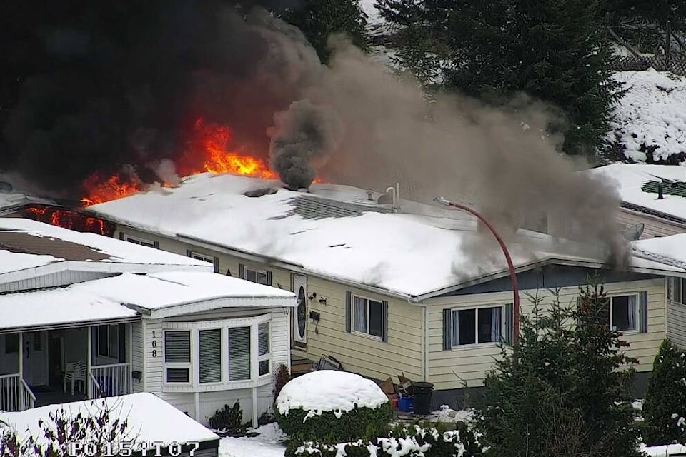 A fire was sparked in a Coldstream home Friday shortly after 11 a.m. (Shawn Morgan photo)