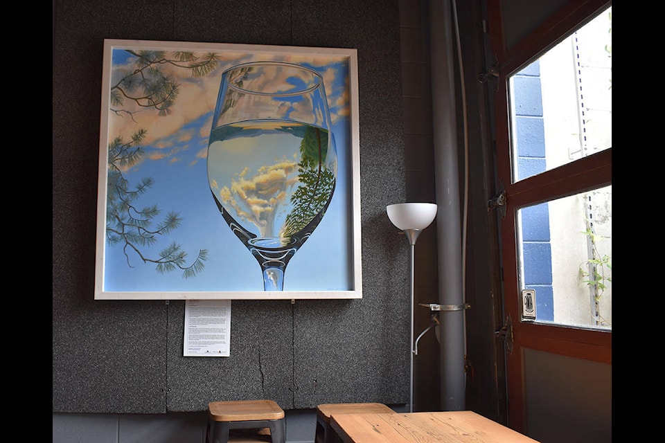 Local artist Diana Palmer’s wine glass mural was displayed at Cannery Brewing in Penticton until it was sold during an auction event in October 2021. The Cannery Brewing and Penticton Art Gallery is hosting the Mini Mural Project in 2023. (Monique Tamminga Western News)