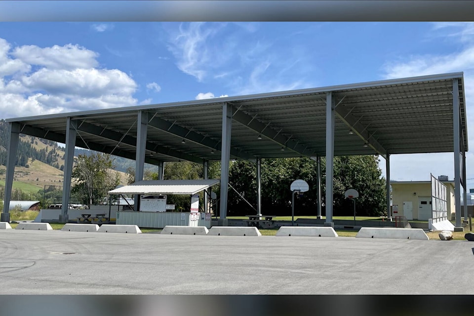 A roof was erected over the multi-use pad in Jeffers Park in Lavington in late 2020. (Kathleen Ott photo)