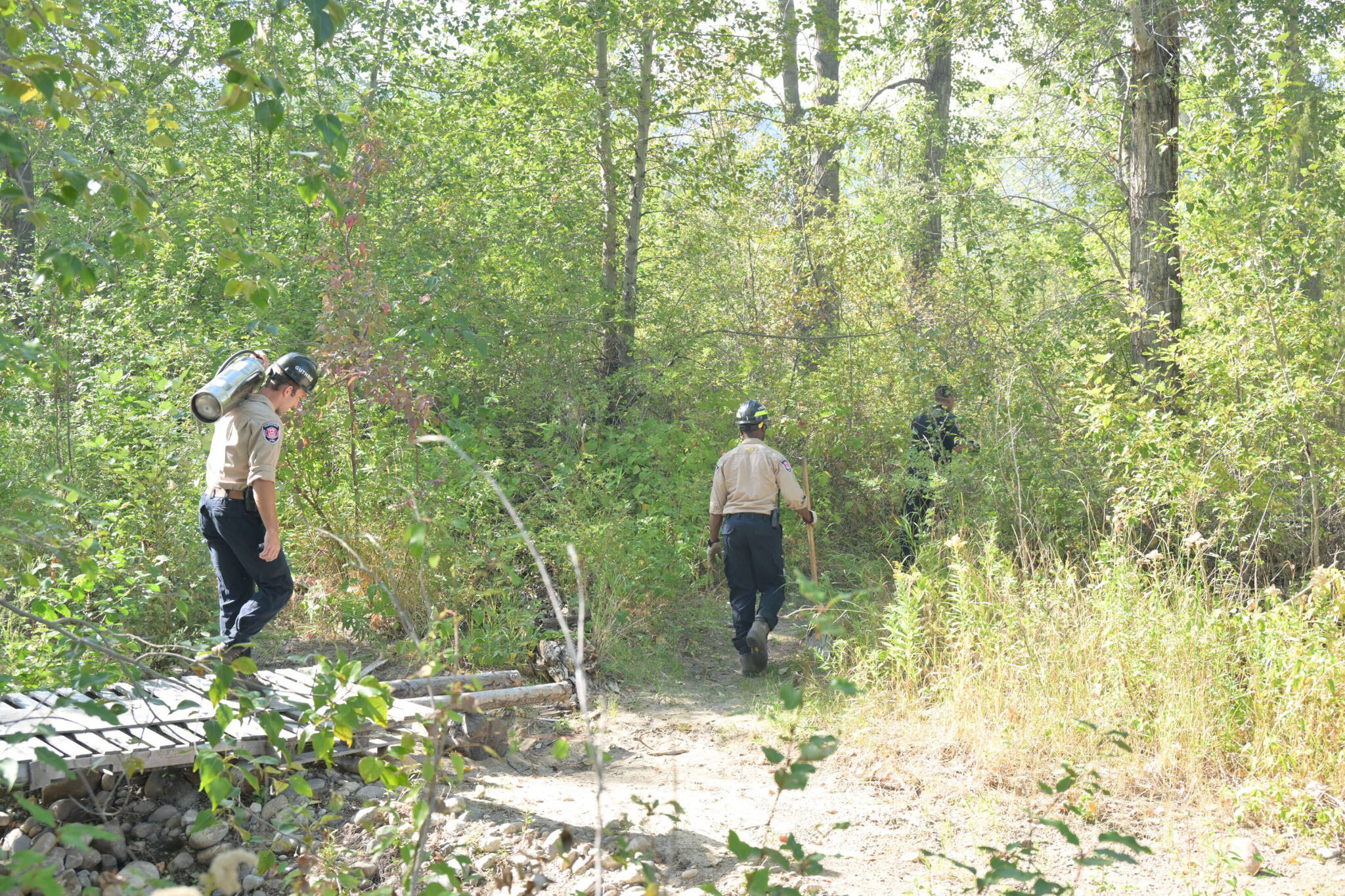 A grass fire caused a stir in a remote area off Green Mountain Road Wednesday. (Brennan Phillips Western News)
