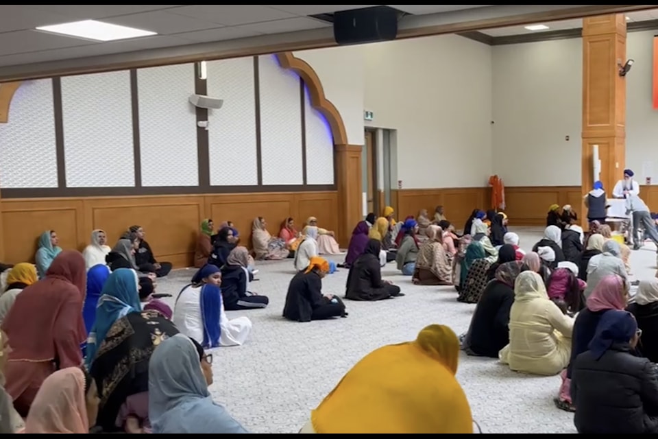 Members of the Sikh community gather at the Guru Nanak Sikh Gurdwara on Sunday evening (June 16) in remembrance of Hardeep Singh Nijjar, who was gunned down in the gurdwara parking lot one year ago Tuesday (June 18).