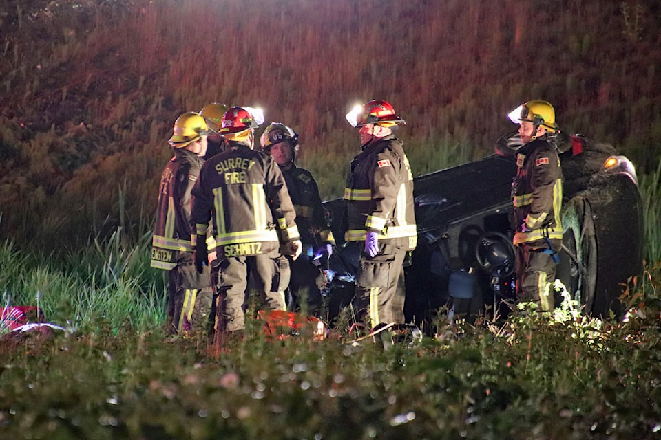 Emergency responders were called to a single-vehicle rollover crash near Highway 17 and 104 Avenue early Sunday morning (May 18).