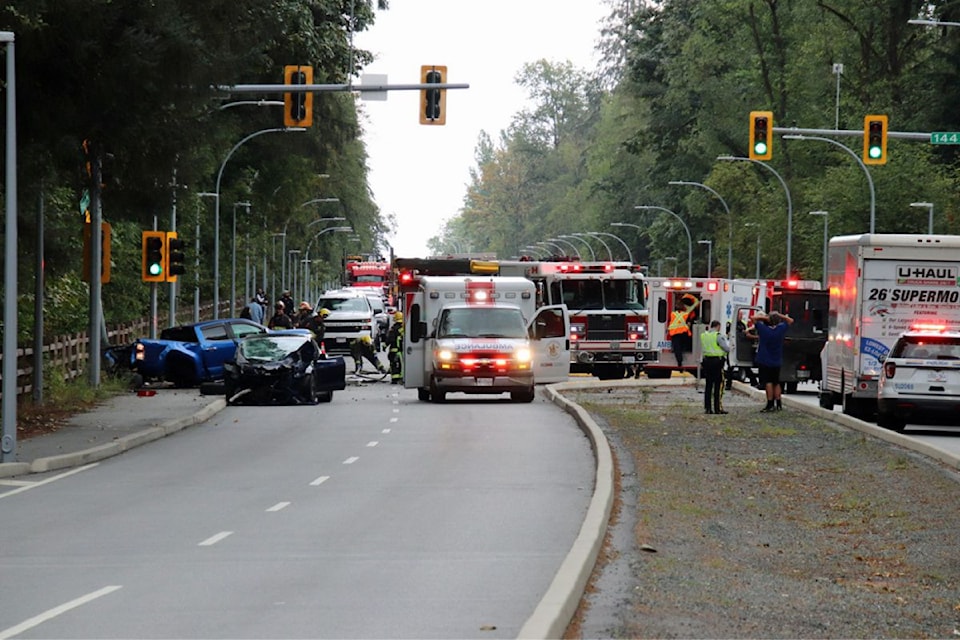 Police ask motorists to avoid part of Fraser Highway after a multi-vehicle collision in Surrey's Whalley neighbourhood.