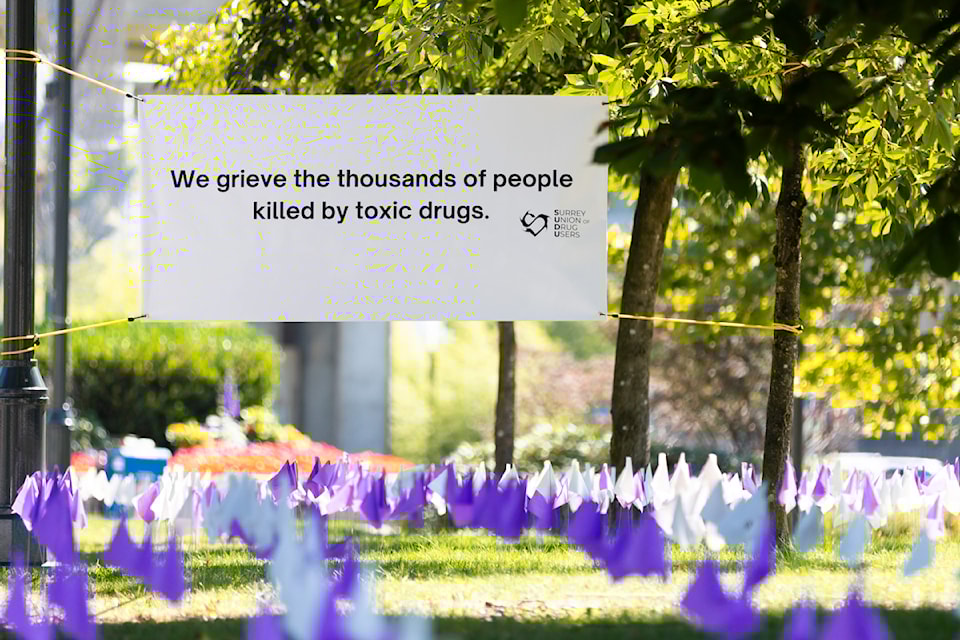 International Overdose Awareness Day in Holland Park in Surrey on Thursday, Aug. 29, 2024.