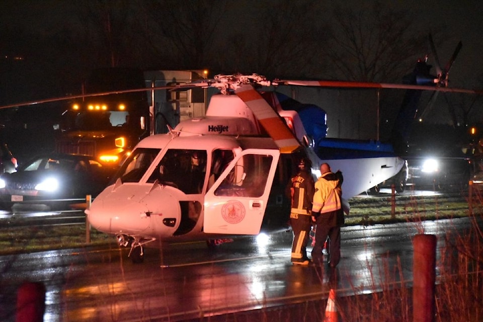 Surrey police responded to a crash southbound on Highway 99 at the Highway 91 interchange around 5:30 p.m. Thursday (Dec. 12). 