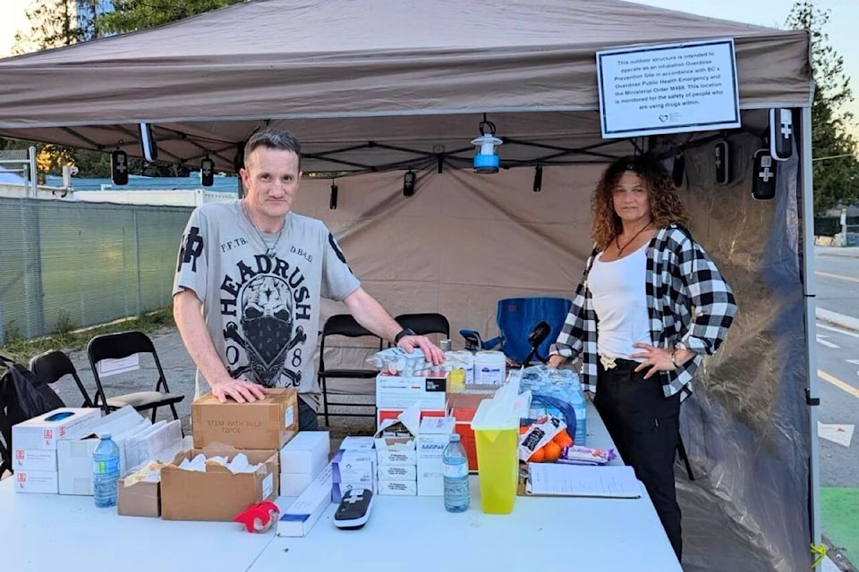 Surrey Union of Drug Users board members Pete Woodrow, left, and Gina Egilson. 