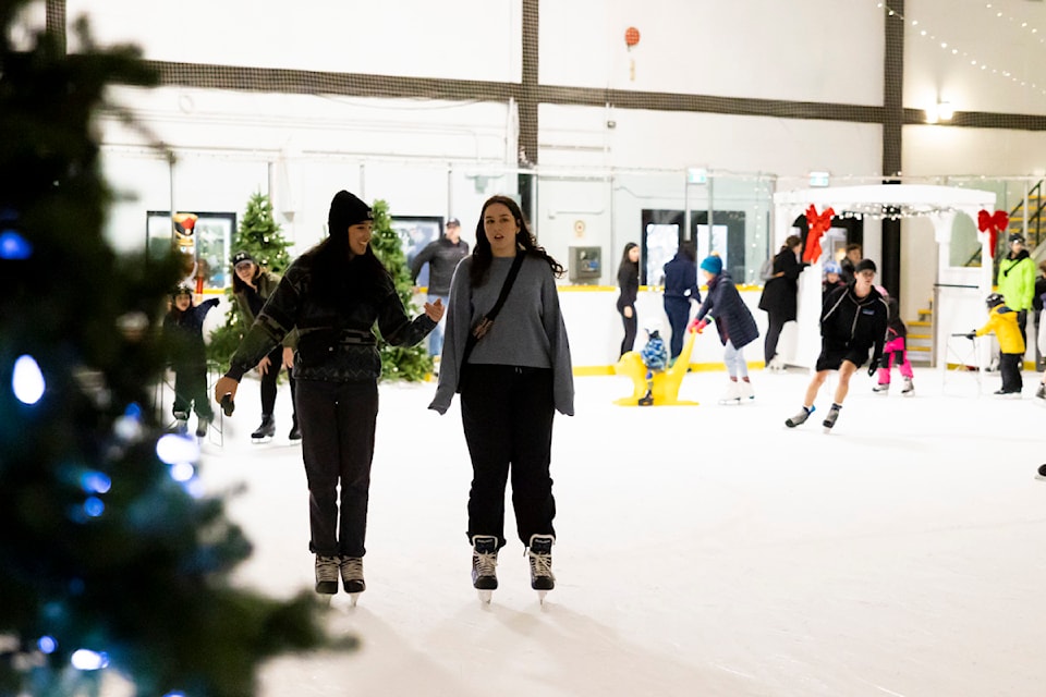 Skaters enjoying the 25th annual Winter Ice Palace at the Cloverdale Arena in Surrey on Saturday, Dec. 14, 2024. 