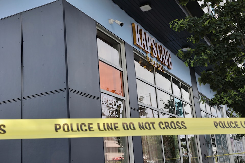 Shots were fired at Kap's Café in Newton overnight, where Surrey police remain on scene on Thursday morning (July 10).
