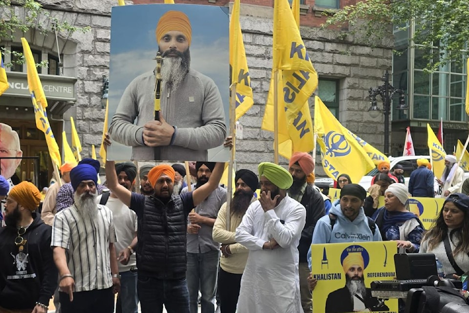  Sikhs for Justice held a protest outside the Indian Consulate in Vancouver on June 18, 2025. 
