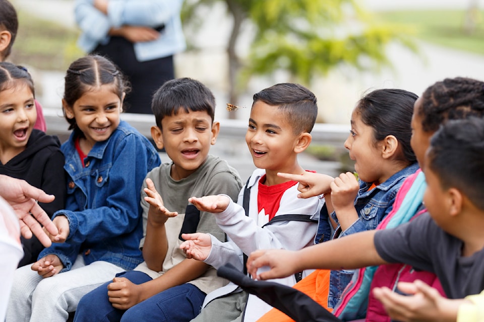 Over 200 elementary school students released butterflies in Surrey Centre Cemetery on Wednesday, June 18. 