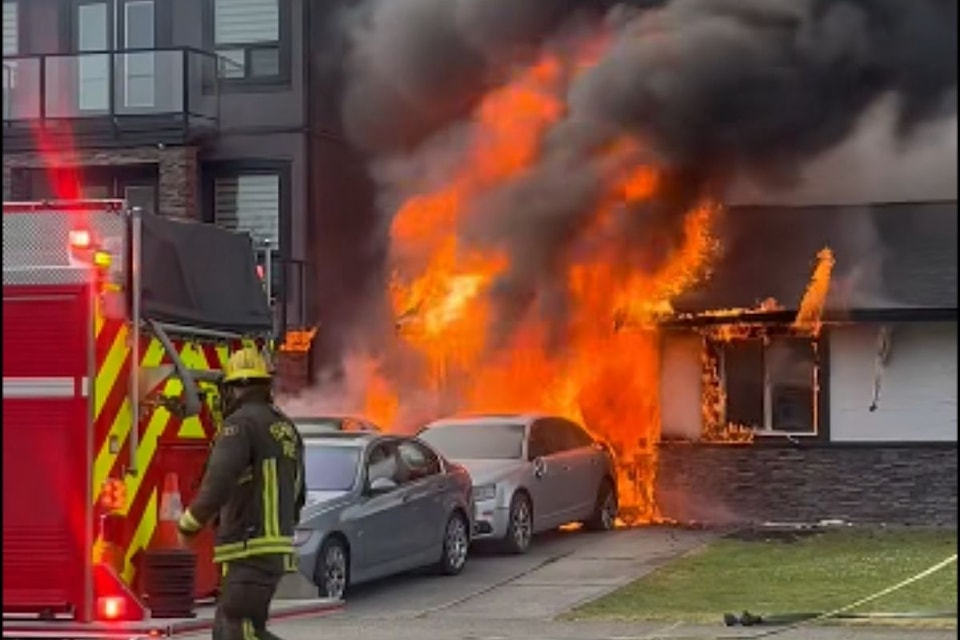 A fire tore through a home in Cloverdale June 11, 2025. 