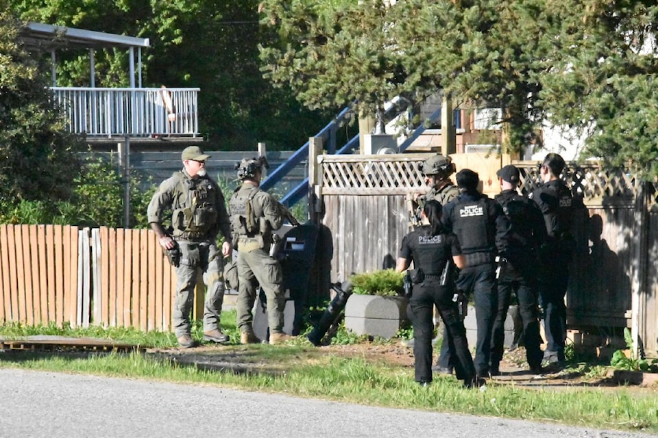 SPS responded to a call on a property near 113b Avenue and 124 Street about a man who was allegedly breaking windows on a trailer with an axe and threatening residents. 