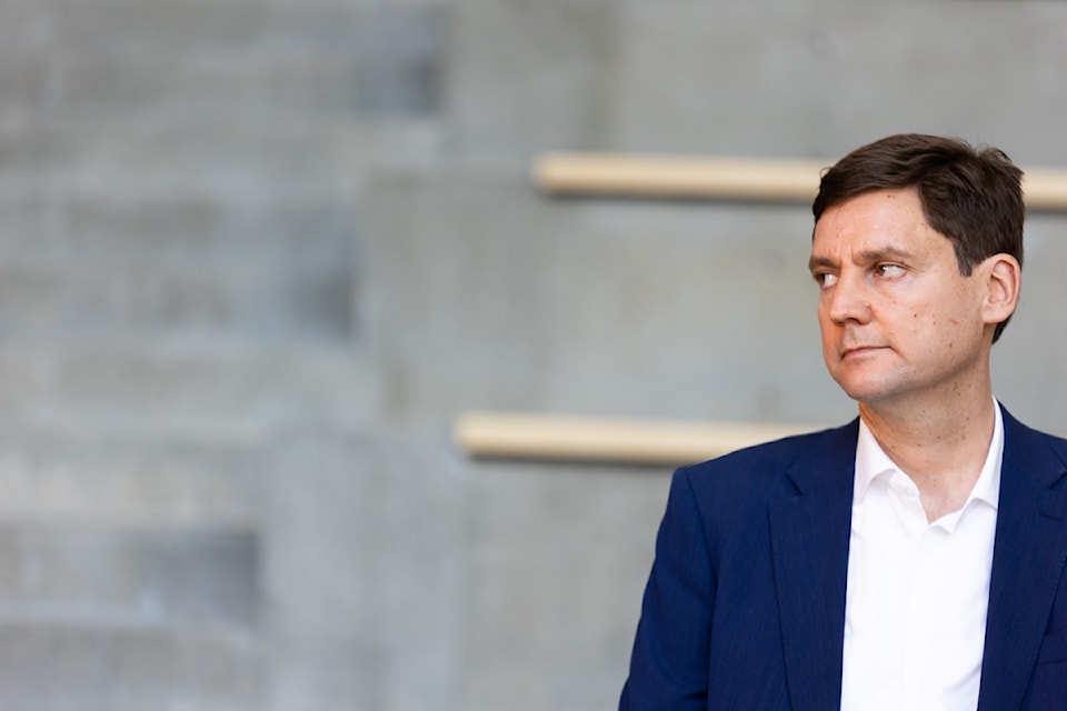 Premier David Eby speaks at a press conference at SFU's Surrey campus on Tuesday, July 9.  