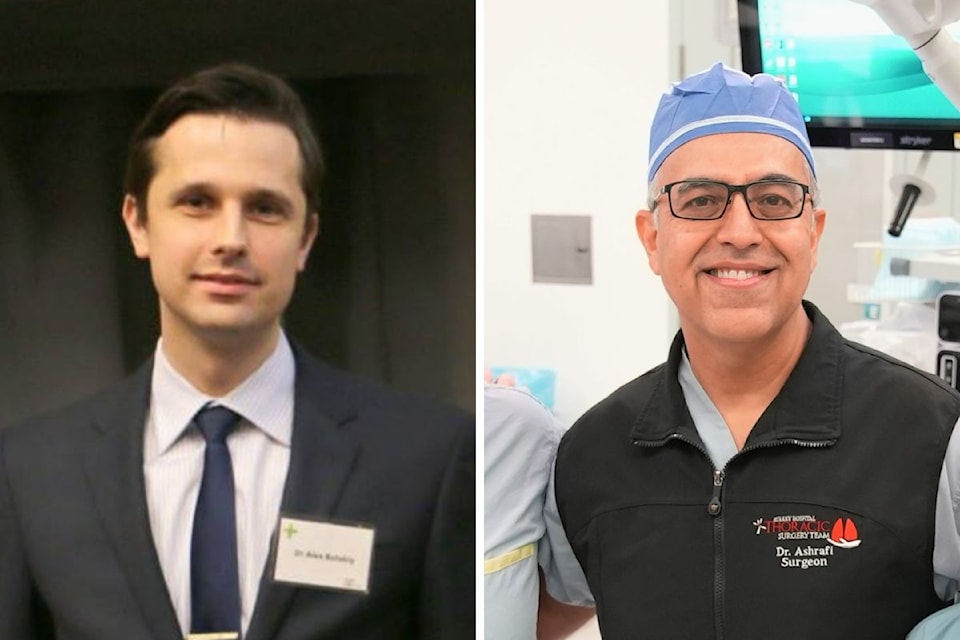 Dr. Alex Butskiy, left, and Dr. Ahmad Ashrafi earned Surrey Hospitals Foundation’s Sherrold Haddad Excellence in Medicine Award
