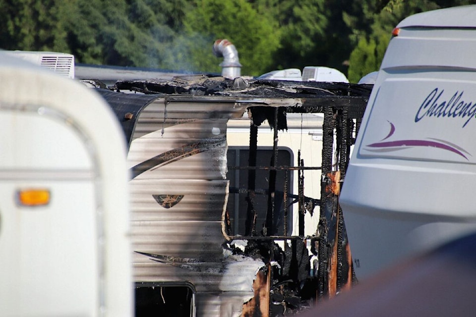 Fire crews in Surrey quickly extinguished a fire at a mobile home and RV park Thursday (June 20).